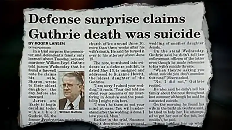 Minister Bill Guthrie drowning murder of wife Sharon Guthrie