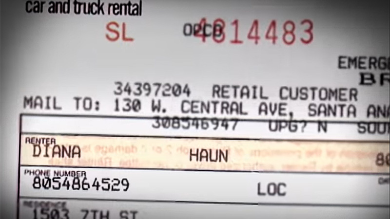 Diana Haun Budget rental car agreement