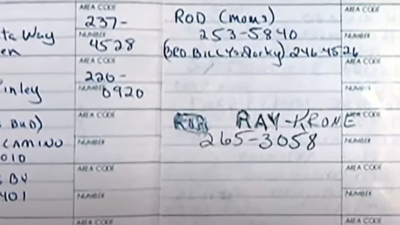 Ray Krone's number in Kim's phone book