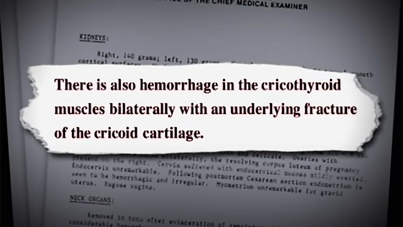 Ellen Sherman's autopsy report with cricoid cartilage fracture