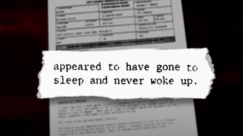 Report sleep and never woke up