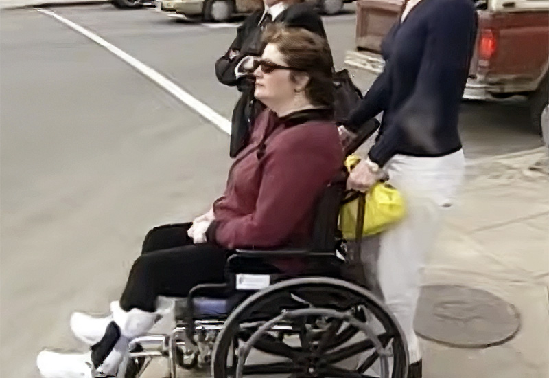 Deborah Pignataro in a wheelchair in 1999