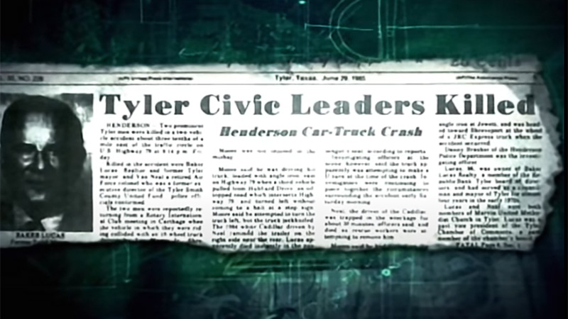 Newspaper clipping with headline of Baker Lucas's death