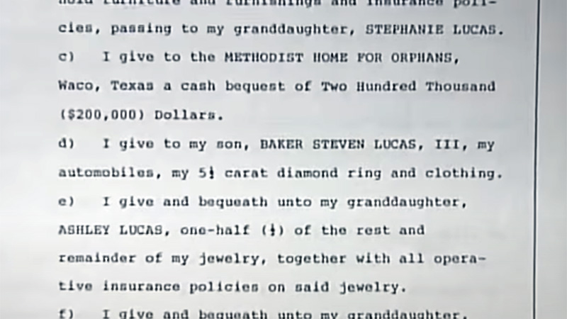 Bette Lucas' will granted her son Steven her assets