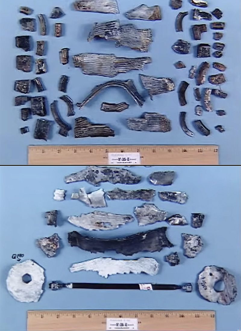 Bomb fragments recovered from two of Moody's bombing sites