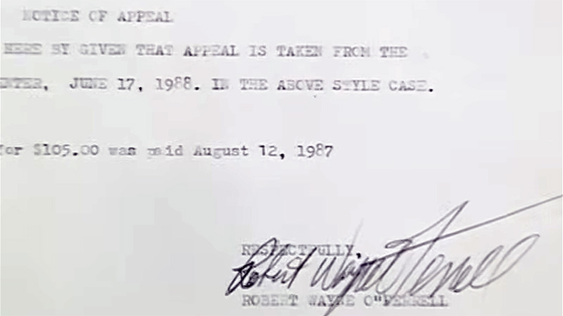 Robert Wayne O'Ferrell signature on document