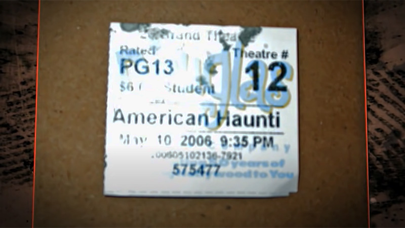 Chris Edwards movie ticket stub alibi