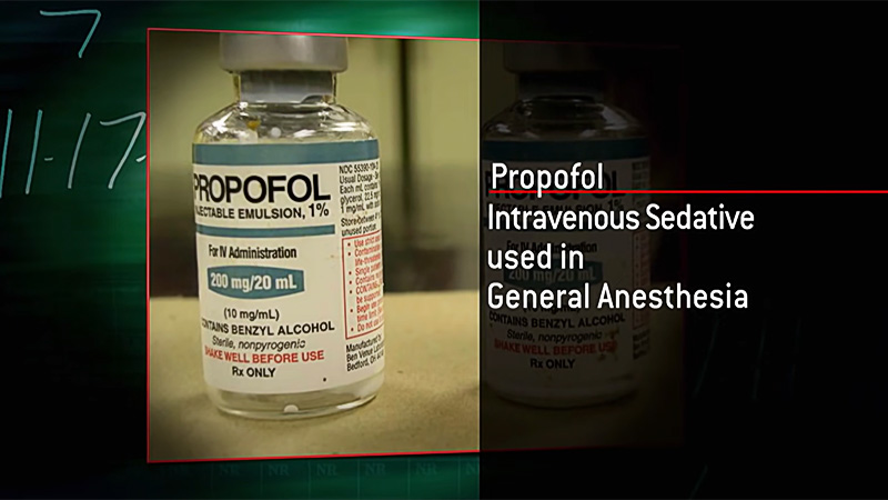 Propofol bottle with description