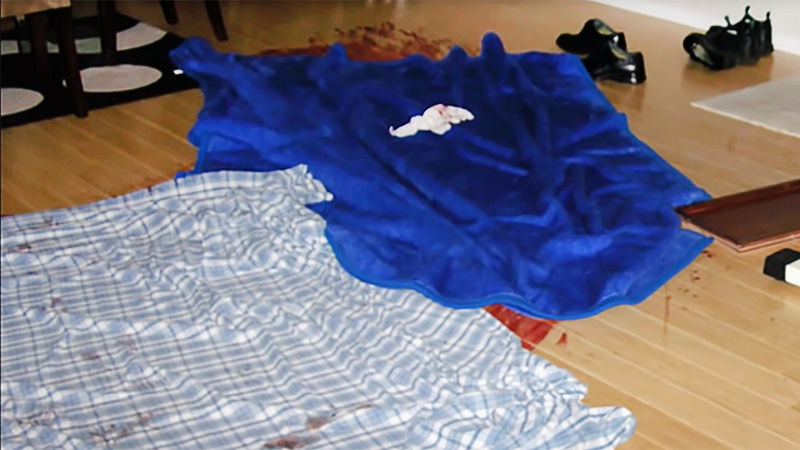 Bed sheets covering blood at the Muacks