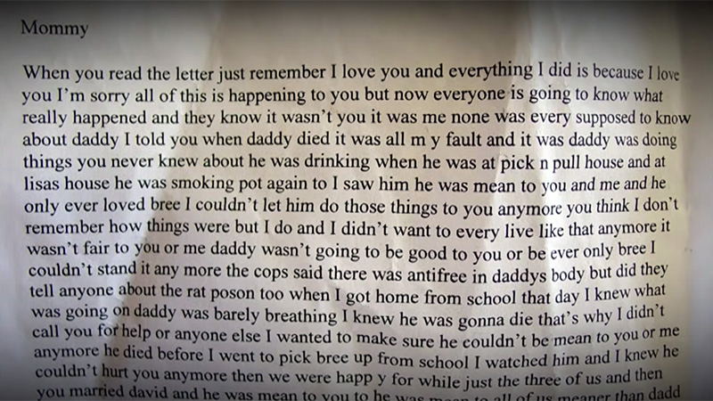 Fake suicide note created by Stacey Castor