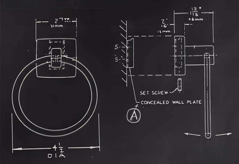 Diagram of towel ring installation