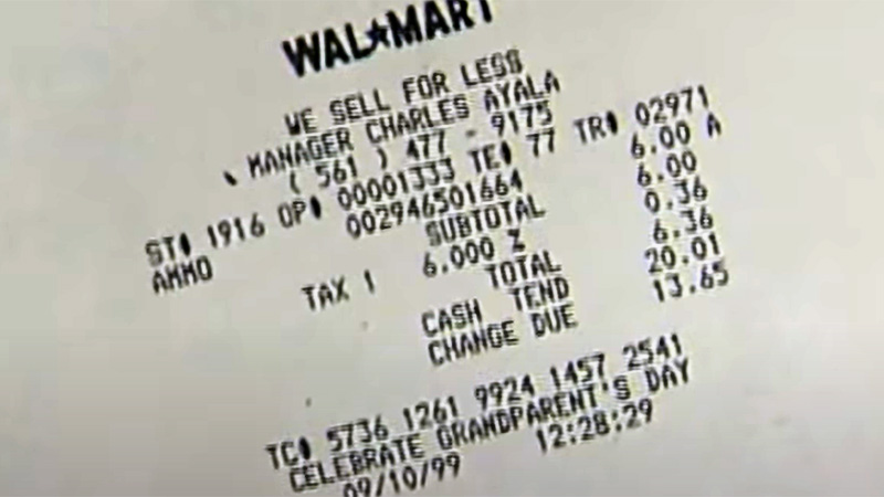 Walmart receipt for ammunition