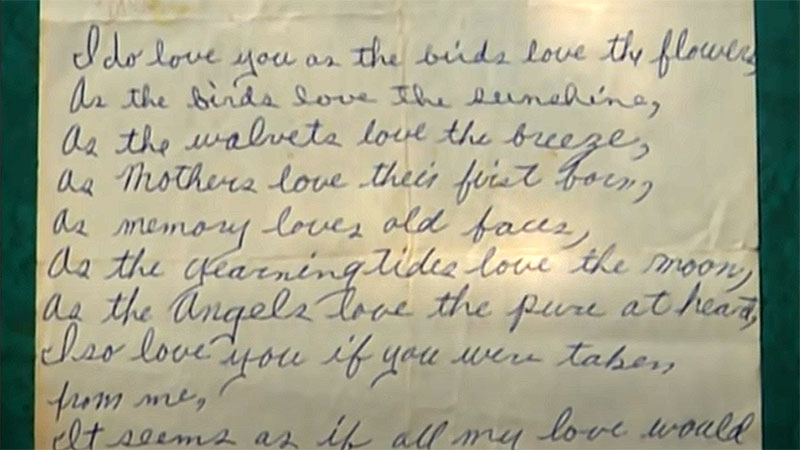 A love letter from Virginia Ridley to her husband Alvin