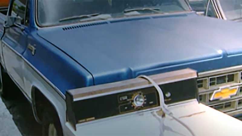 Hiding the Silverado's damage with a washing machine
