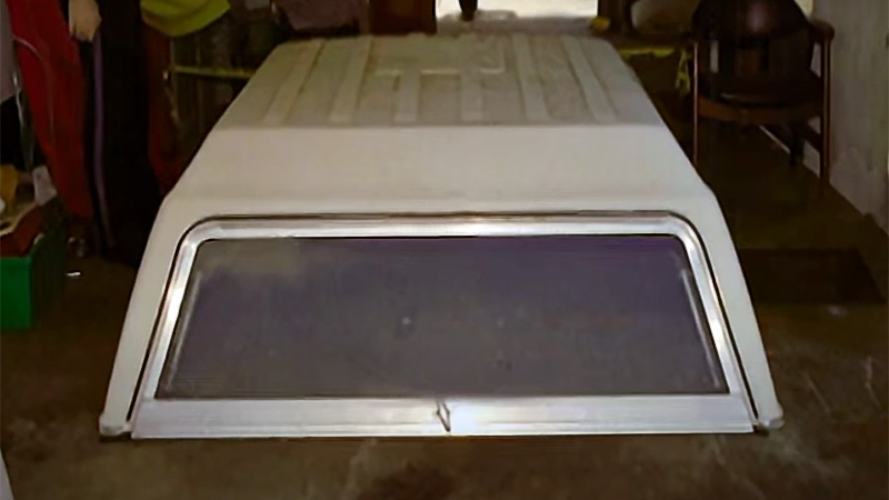 The white camper top from Kenneth Pierce's truck