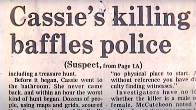 Newspaper article during Cassie Hansen investigation