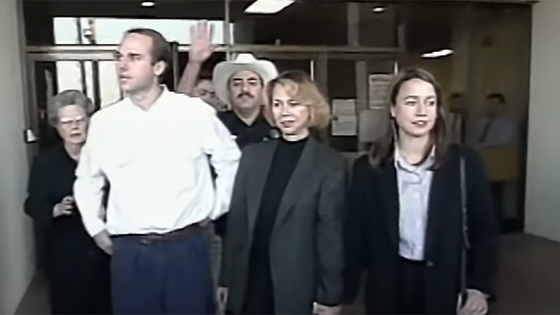 Susie Mowbray leaving court with her family